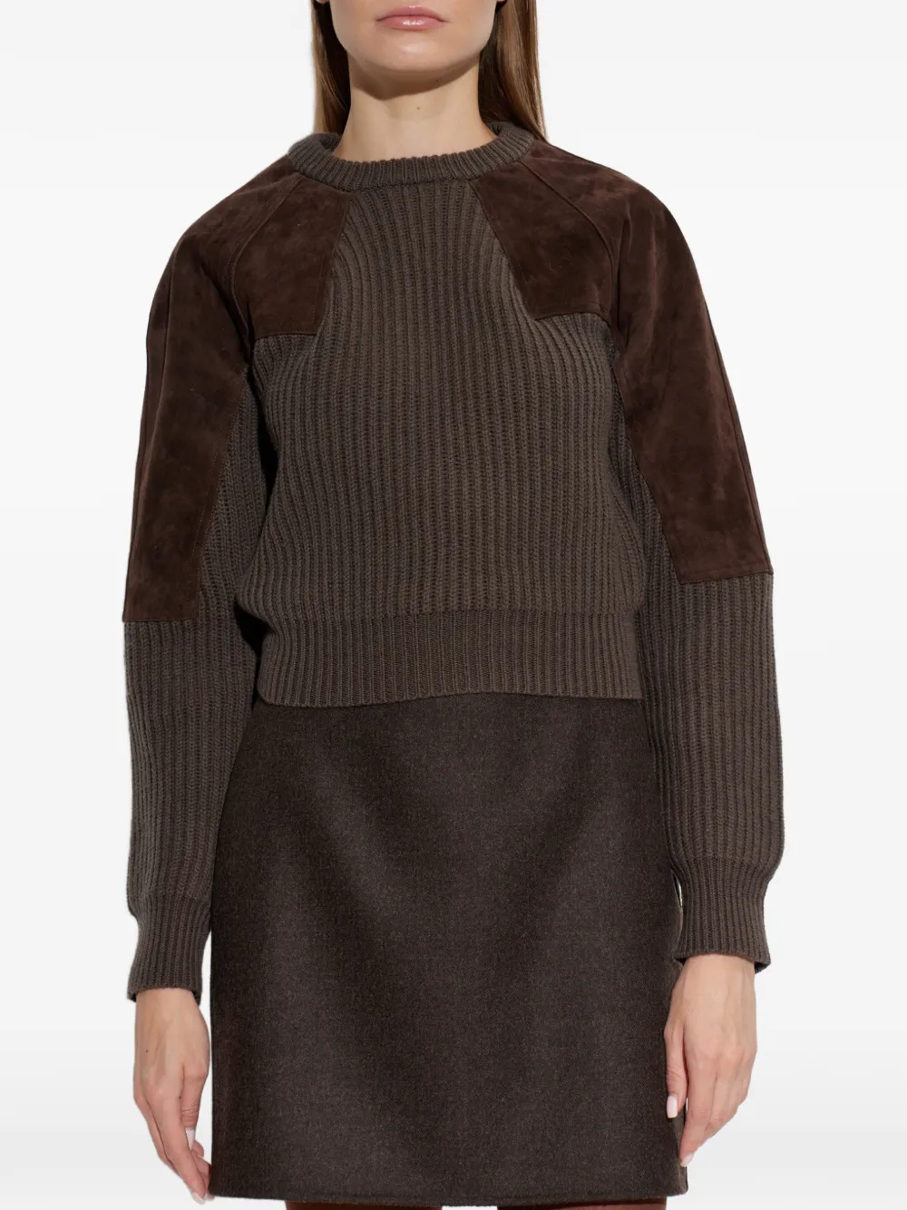 Max Mara Geribbelde trui van wol en kasjmier Bruin