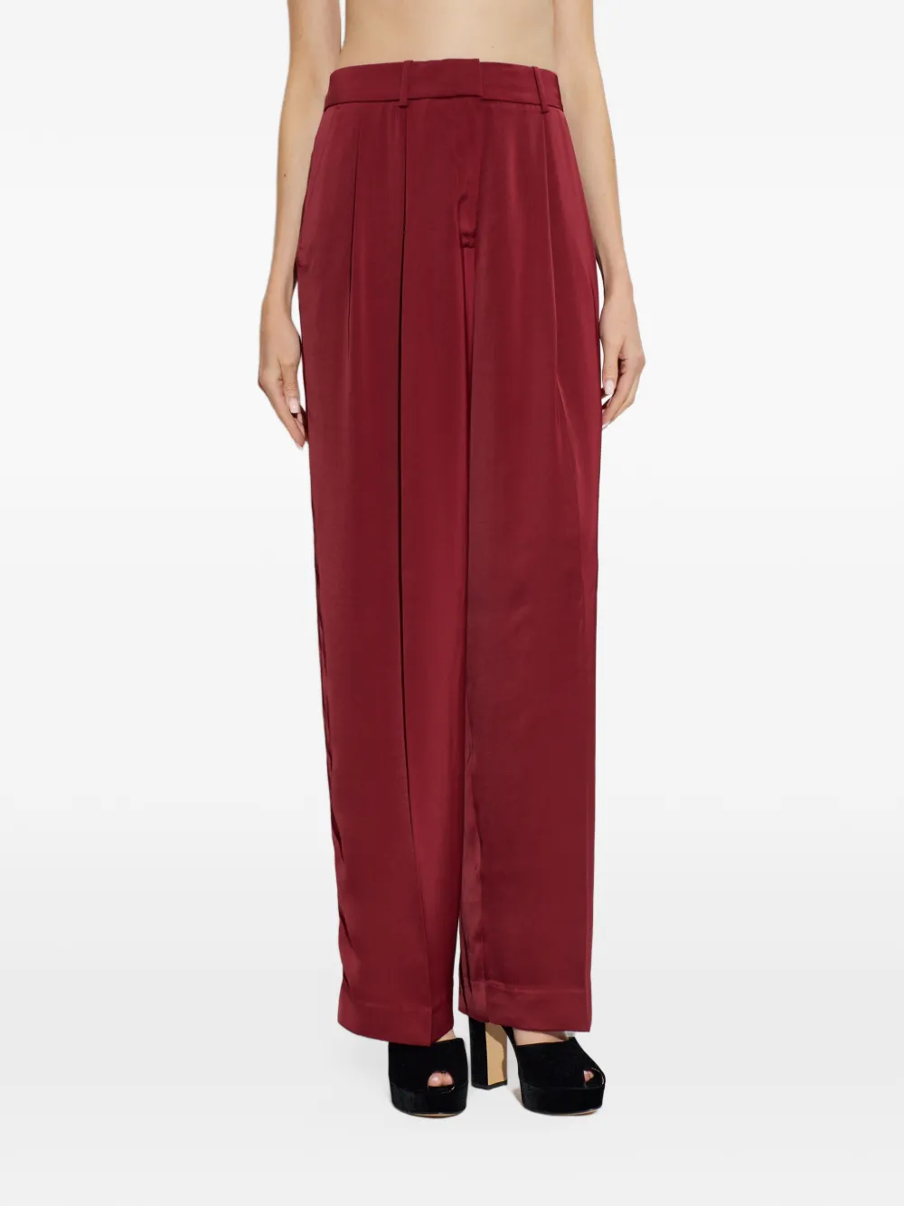 Michael Kors Satijnen broek met persvouwen Rood