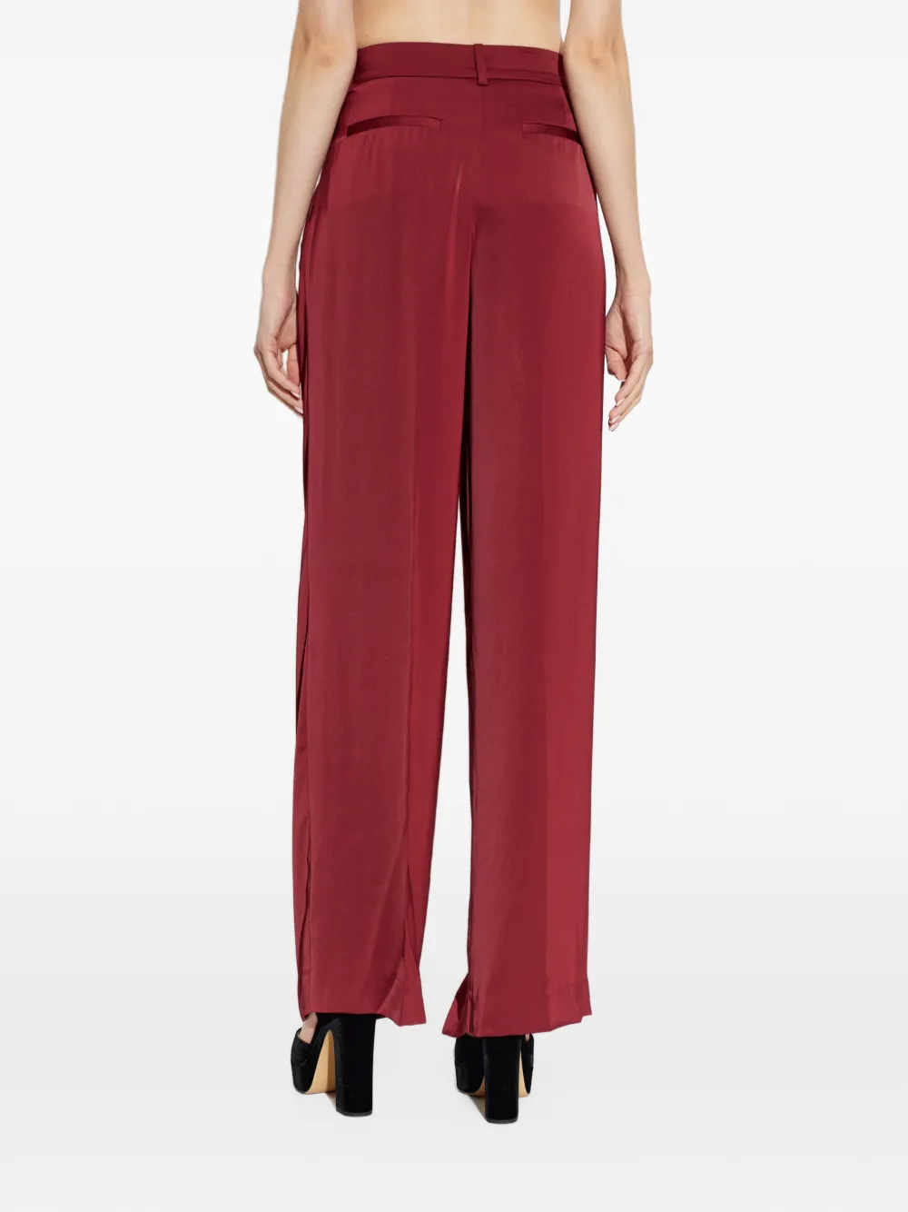 Michael Kors Satijnen broek met persvouwen Rood