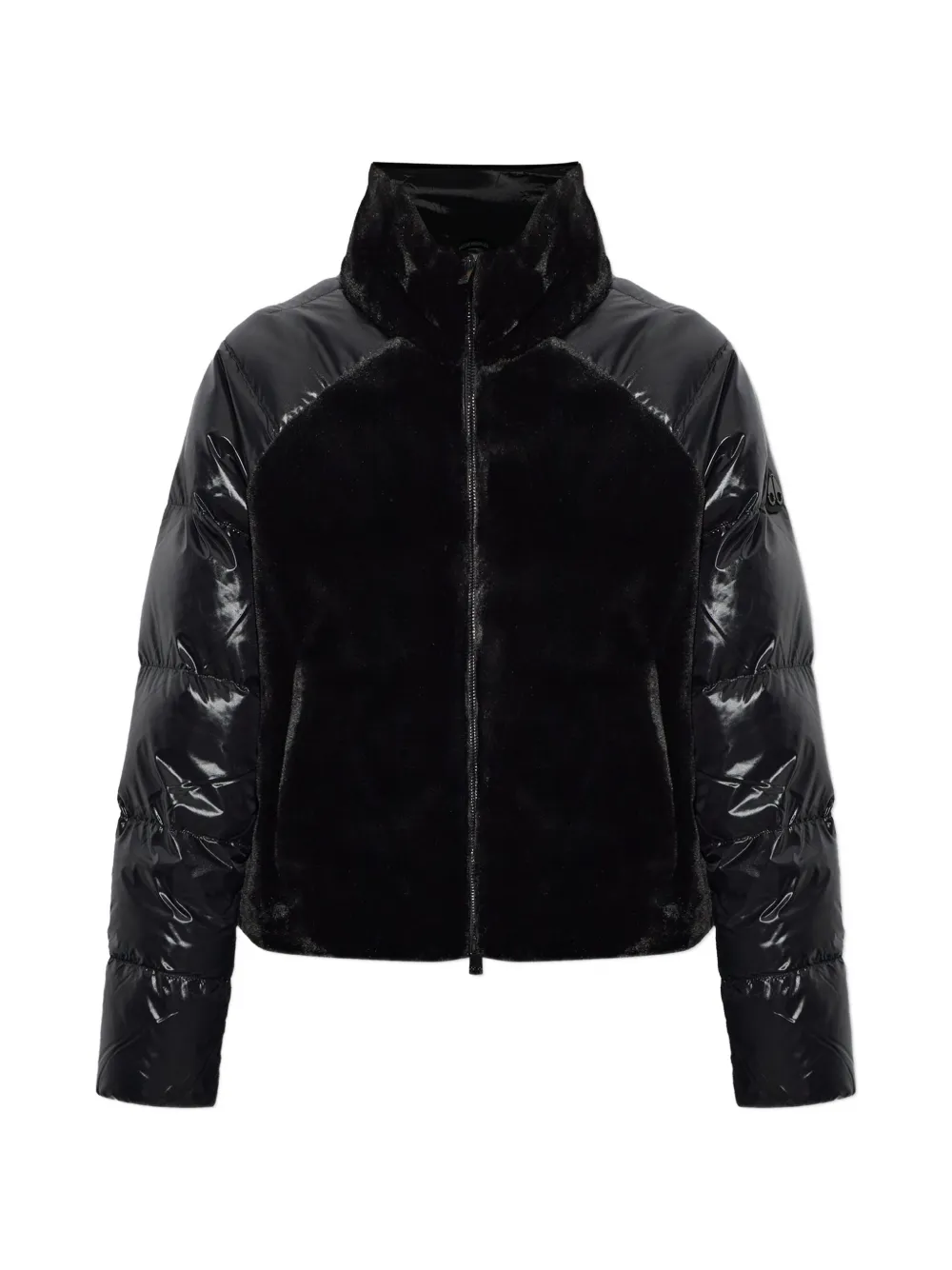 Moose Knuckles faux-fur panelled puffer jacket - Schwarz