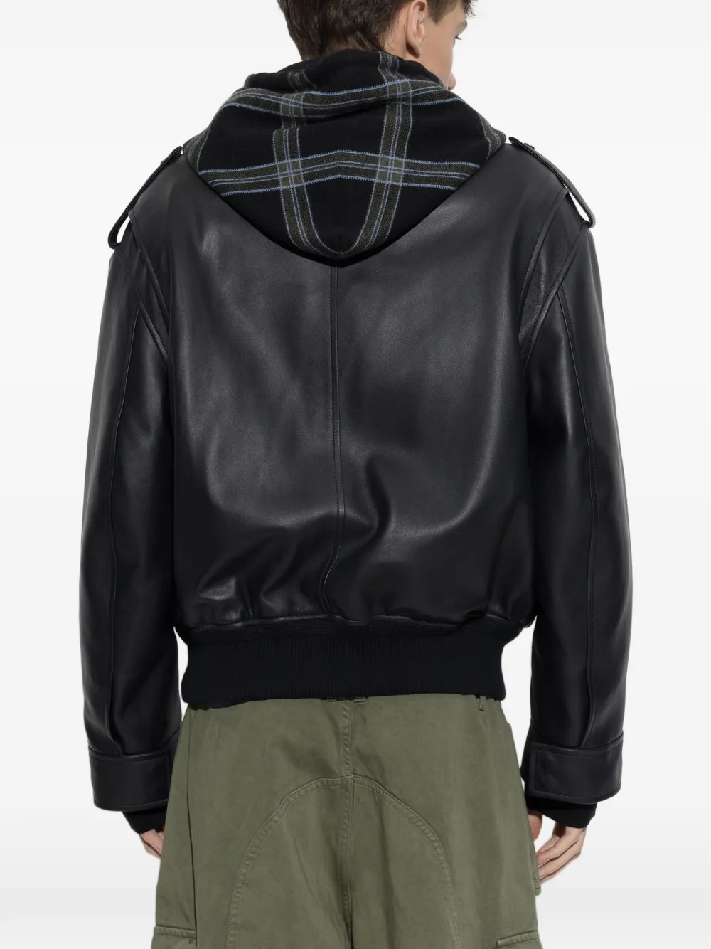 LOEWE hooded leather jacket Zwart