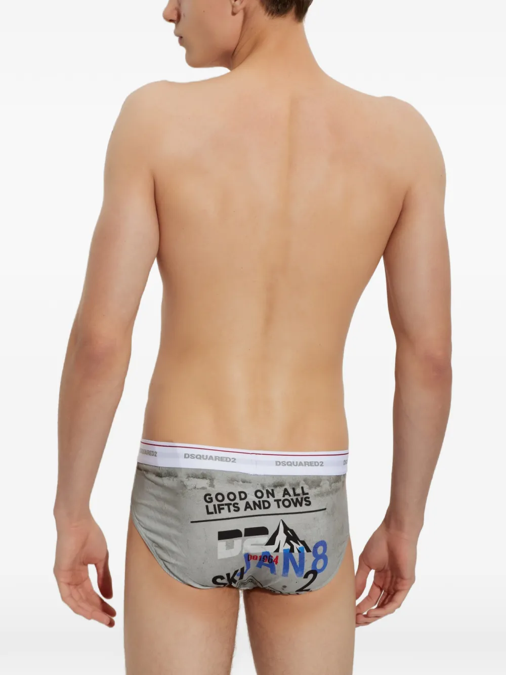 DSQUARED2 Slip met logoband en grafische print Grijs