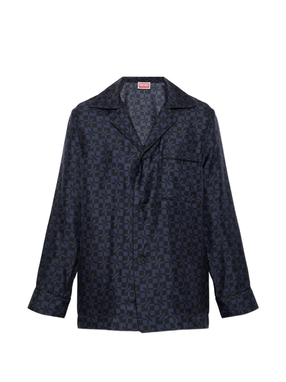 Kenzo Kenzogram patch-pocket pajama shirt - Bleu