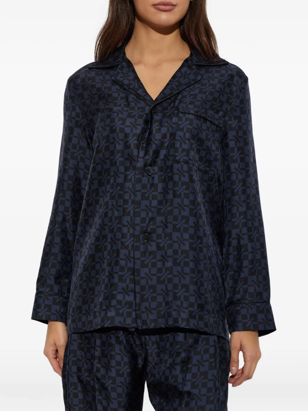 Kenzo gram pyjamashirt met opgestikte zak Blauw