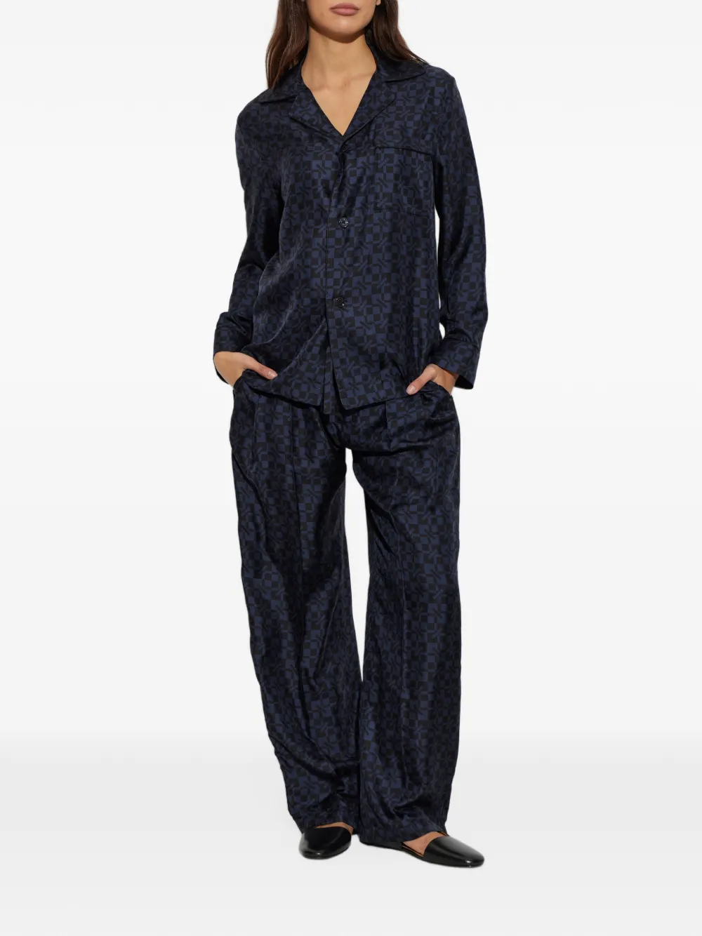 Kenzo gram pyjamashirt met opgestikte zak Blauw