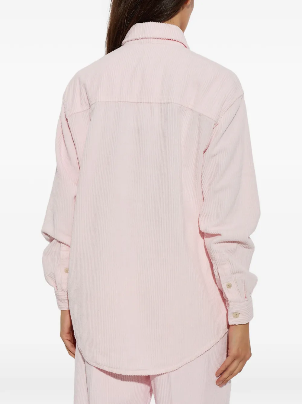 American Vintage Padow blouse met ribfluwelen textuur en lange mouwen Roze