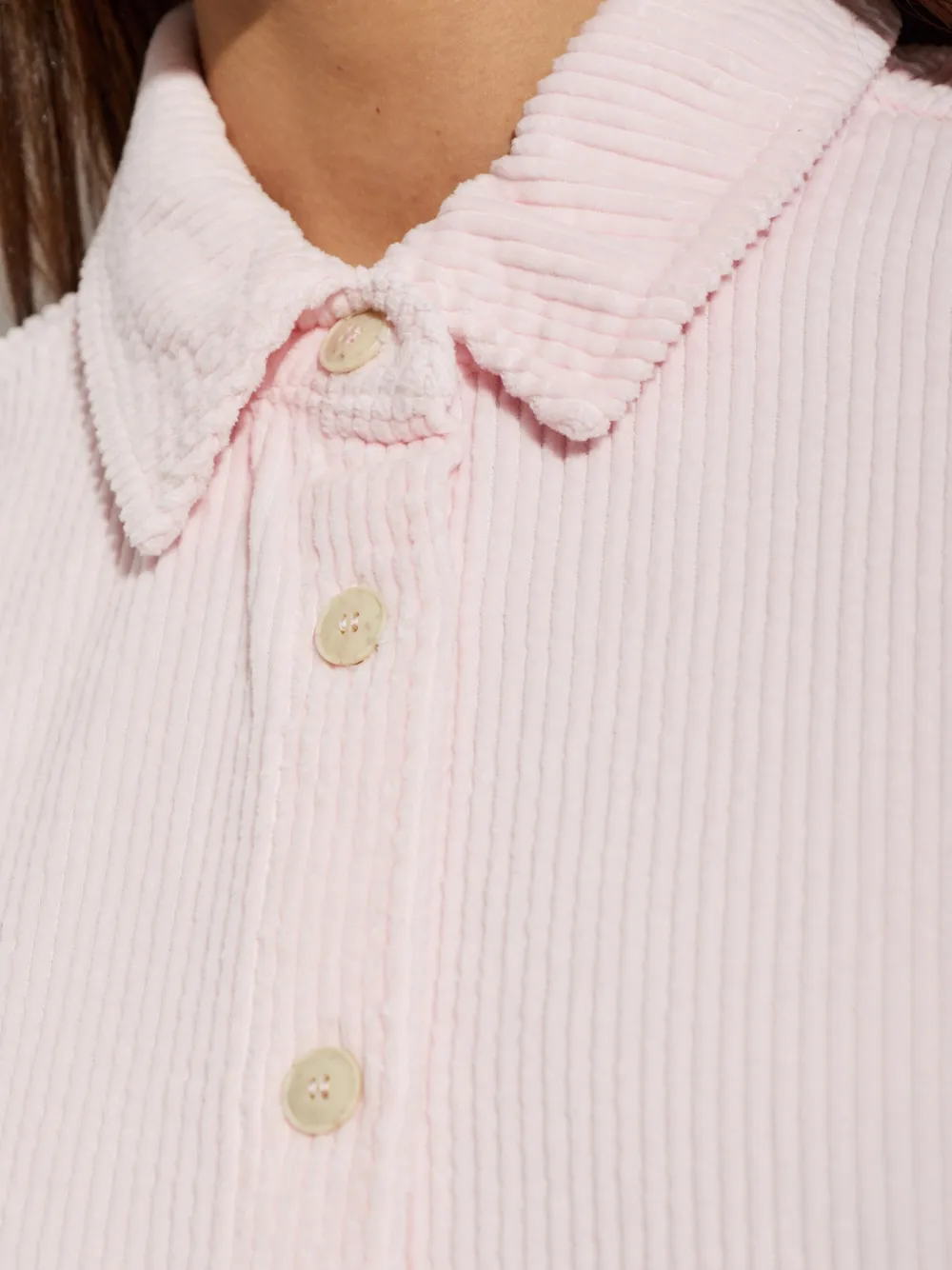American Vintage Padow blouse met ribfluwelen textuur en lange mouwen Roze