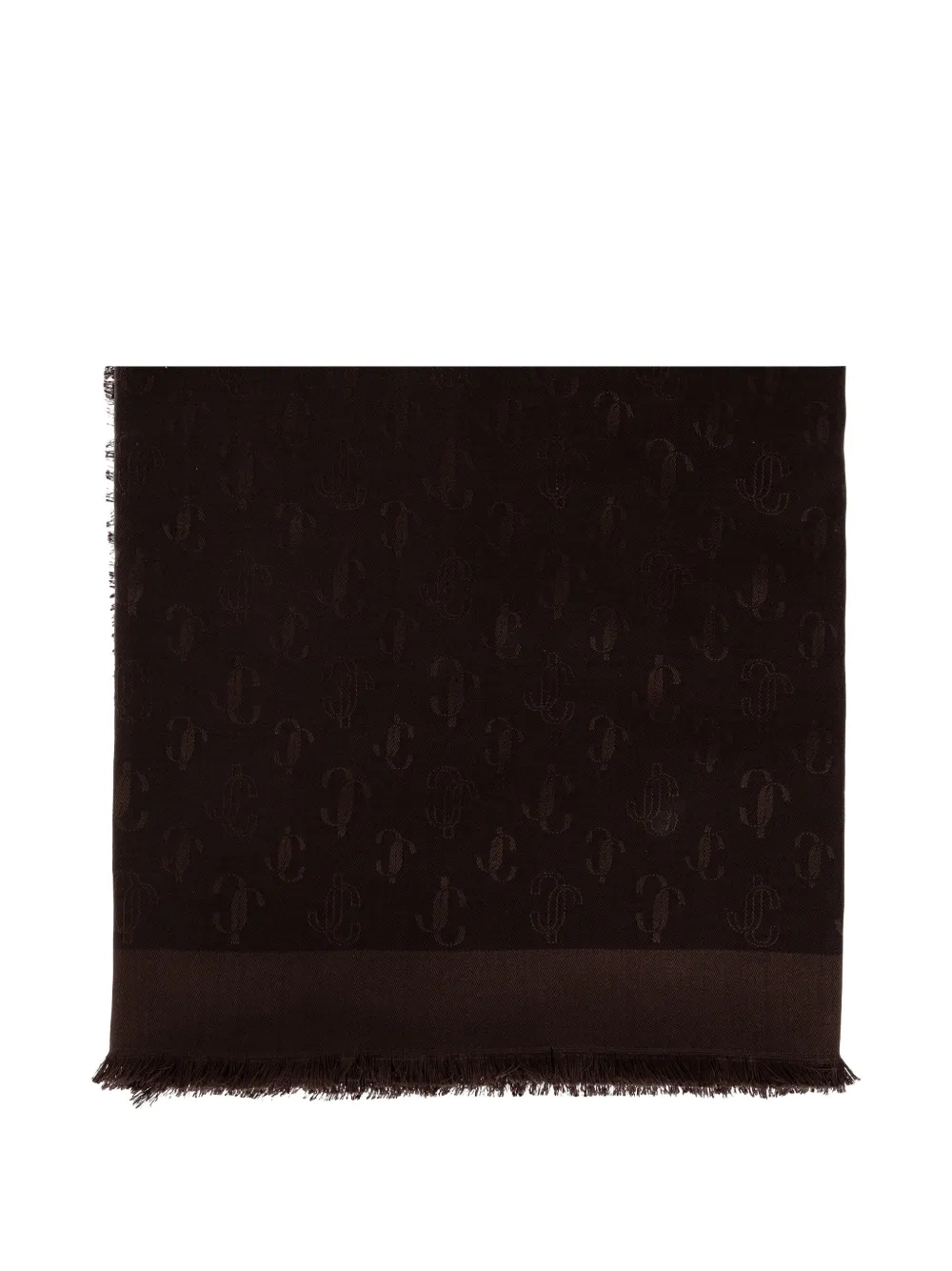 Jimmy Choo monogram frayed scarf - Brown