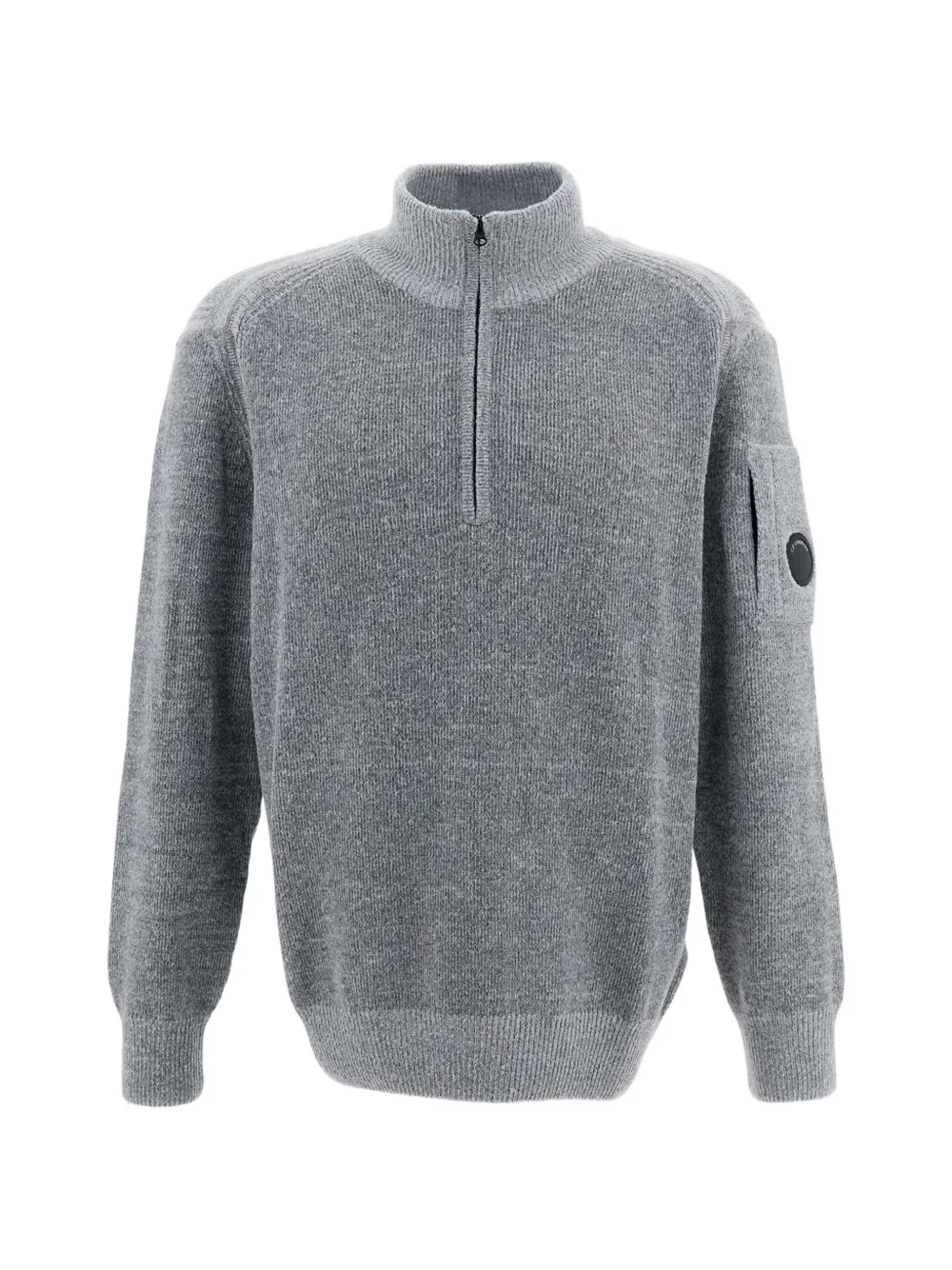 C.P. Company fleece knit Lens contrast crew-neck sweater Grijs