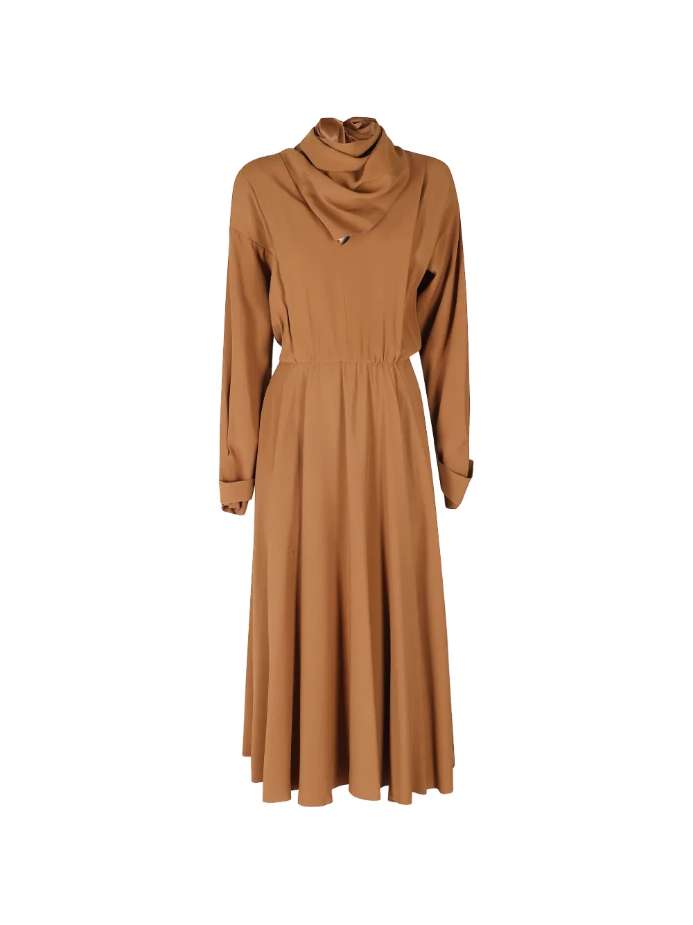 Alberta Ferretti draped satin-finish midi dress - Marrone