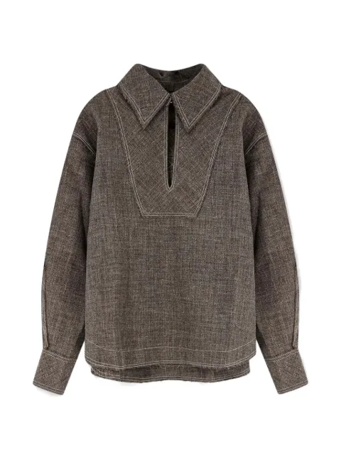 Soeur contrast-stitch linen shirt
