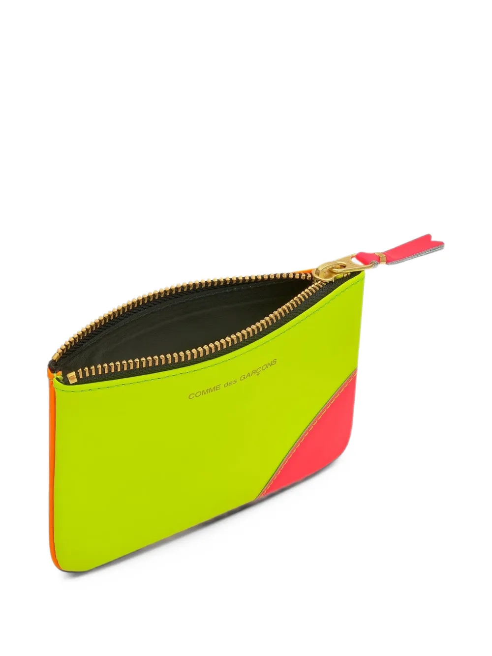 Comme Des Garçons Wallet Leren portemonnee met vlakken en rits Geel