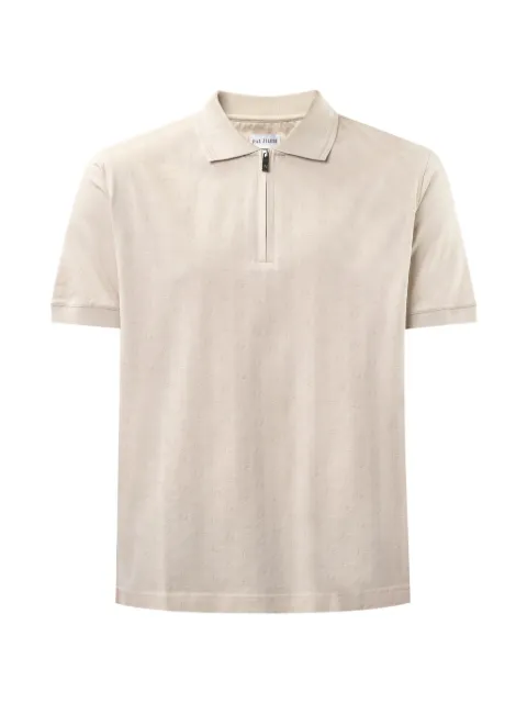 Pal Zileri monogram-jacquard zip-fastening polo shirt