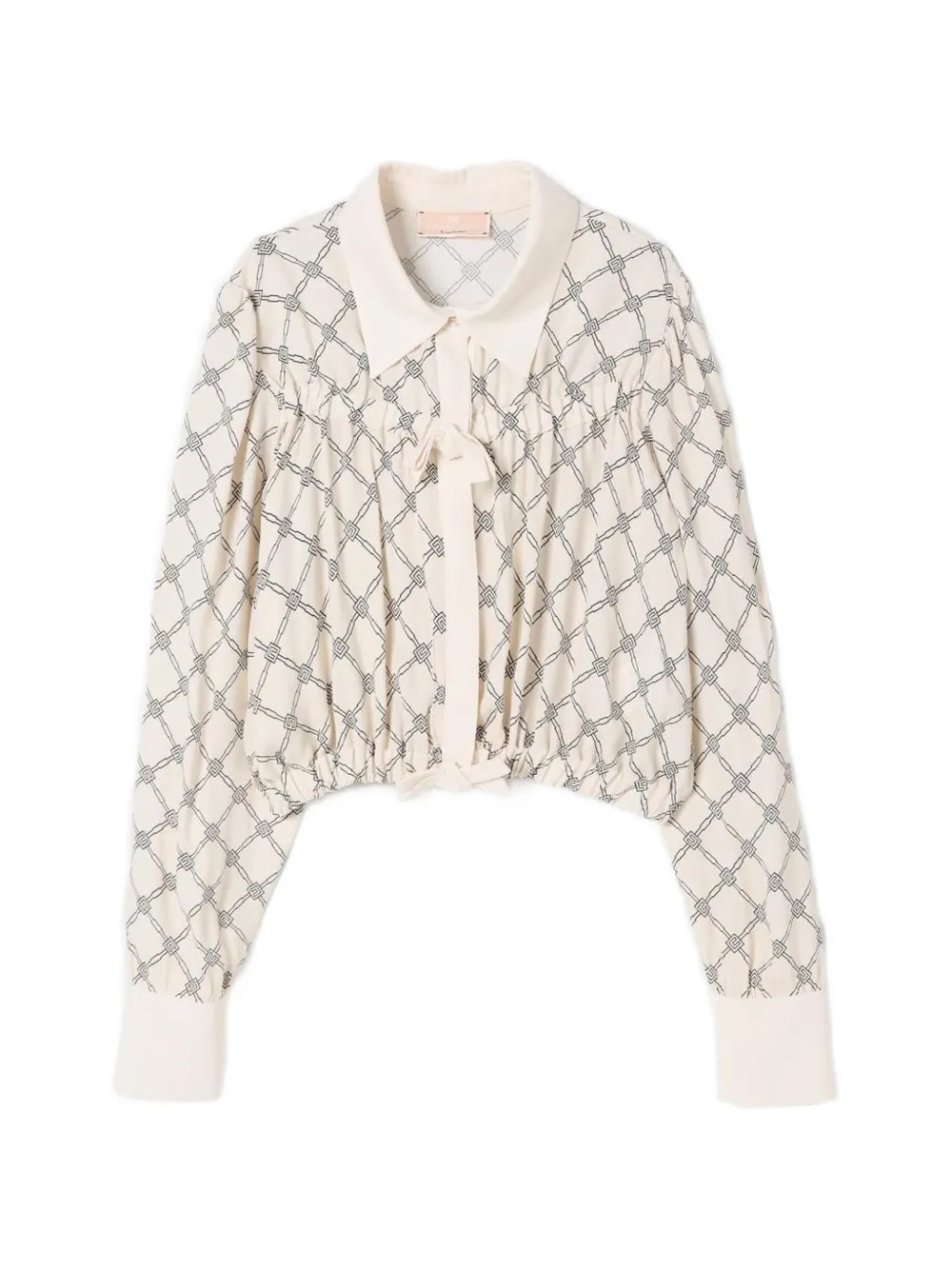 Elisabetta Franchi La Mia Bambina geometric-print cropped shirt - Nude
