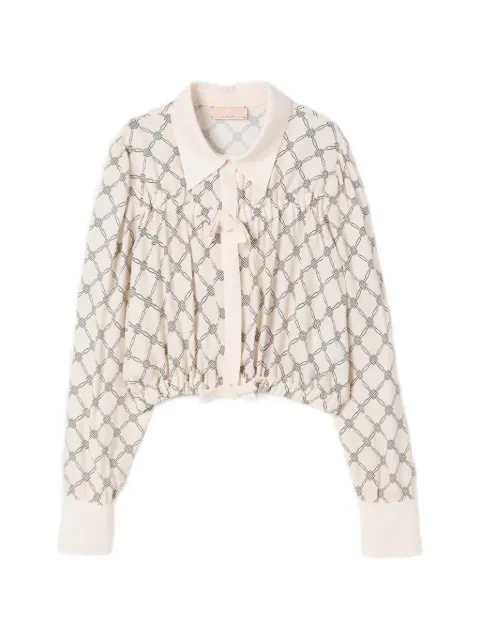 Elisabetta Franchi La Mia Bambina geometric-print cropped shirt