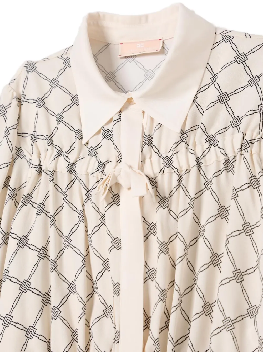 Elisabetta Franchi La Mia Bambina geometric-print cropped shirt Beige