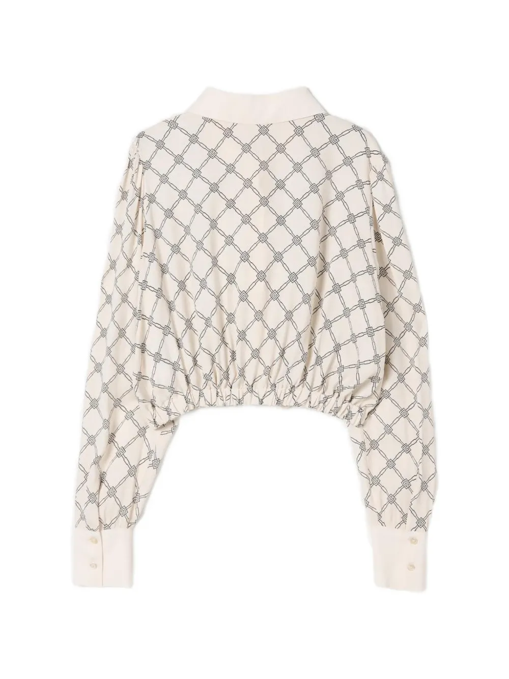 Elisabetta Franchi La Mia Bambina geometric-print cropped shirt Beige