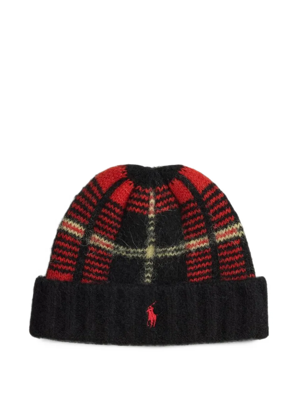 Polo Ralph Lauren plaid brushed wool-blend beanie - Nero