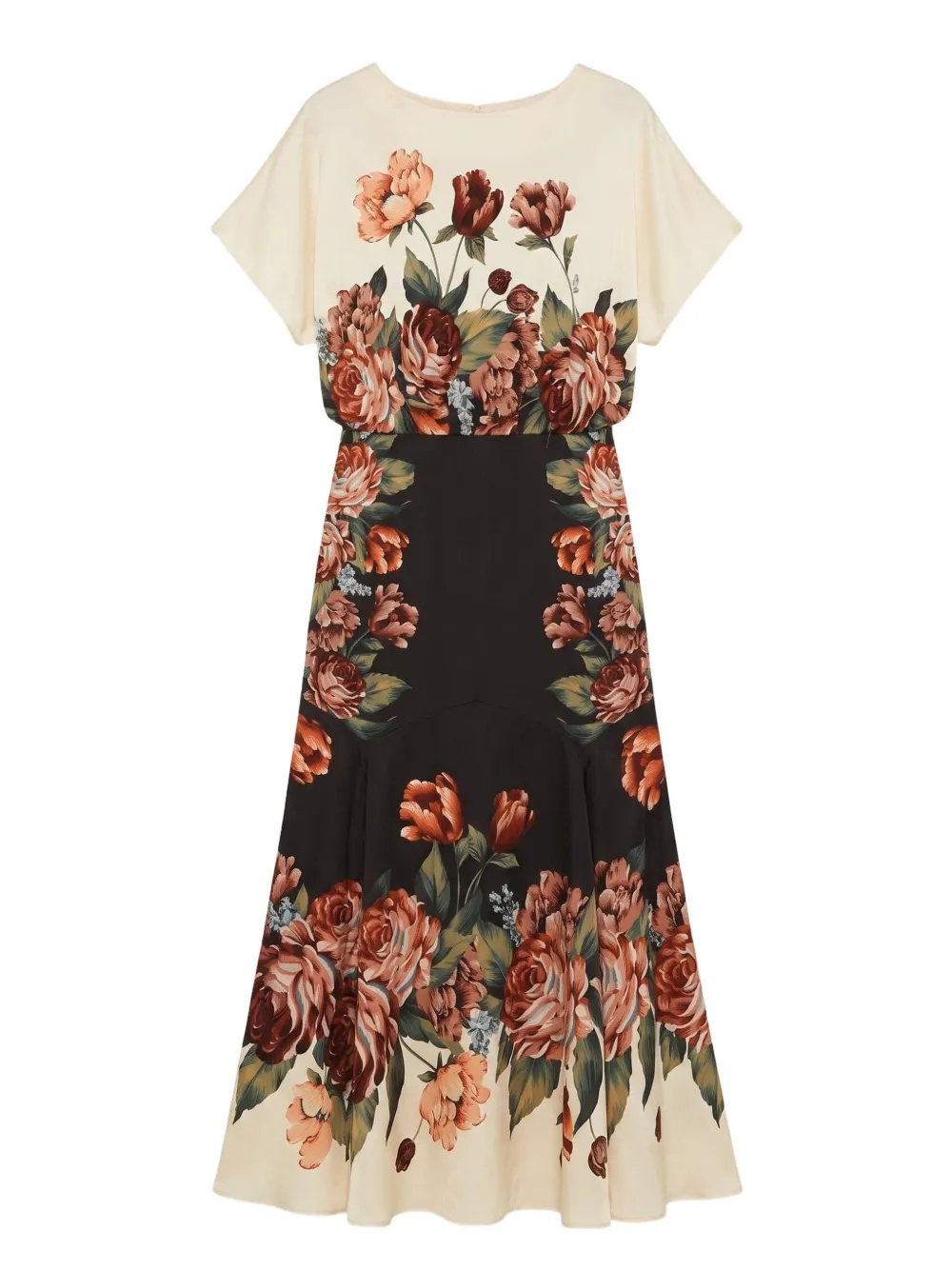 FARM Rio winter-floral short-sleeve maxi dress Beige
