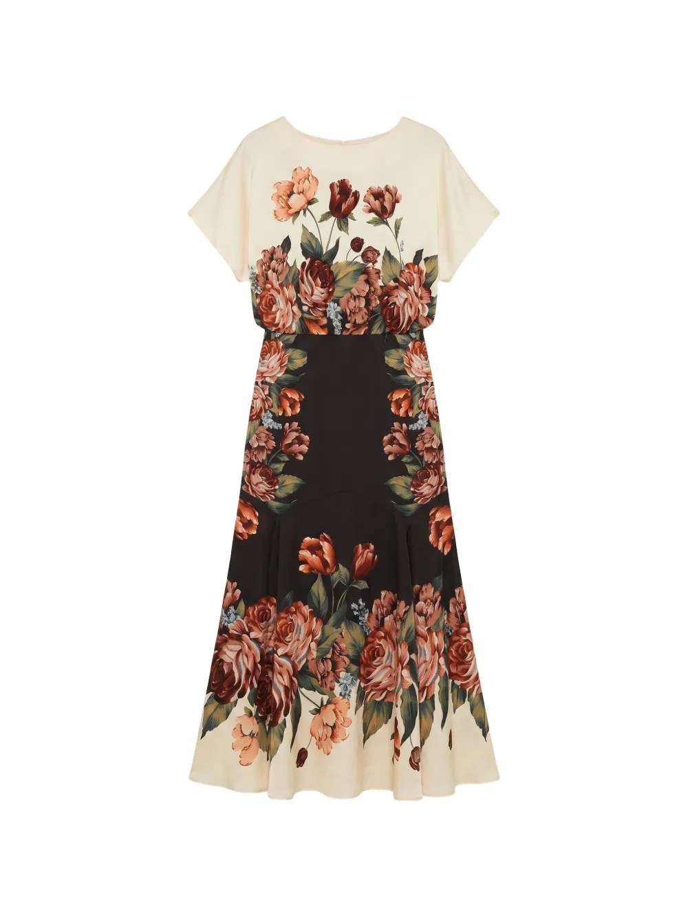FARM Rio winter-floral short-sleeve maxi dress Beige