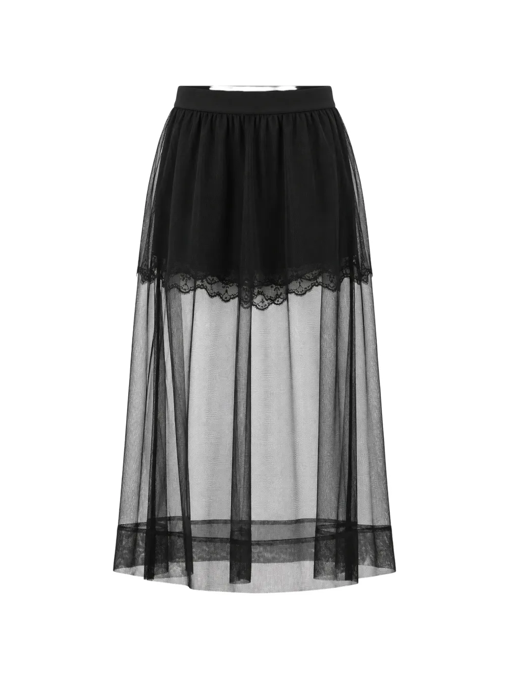 Simone Rocha Gonna midi in tulle con finiture in pizzo - Nero
