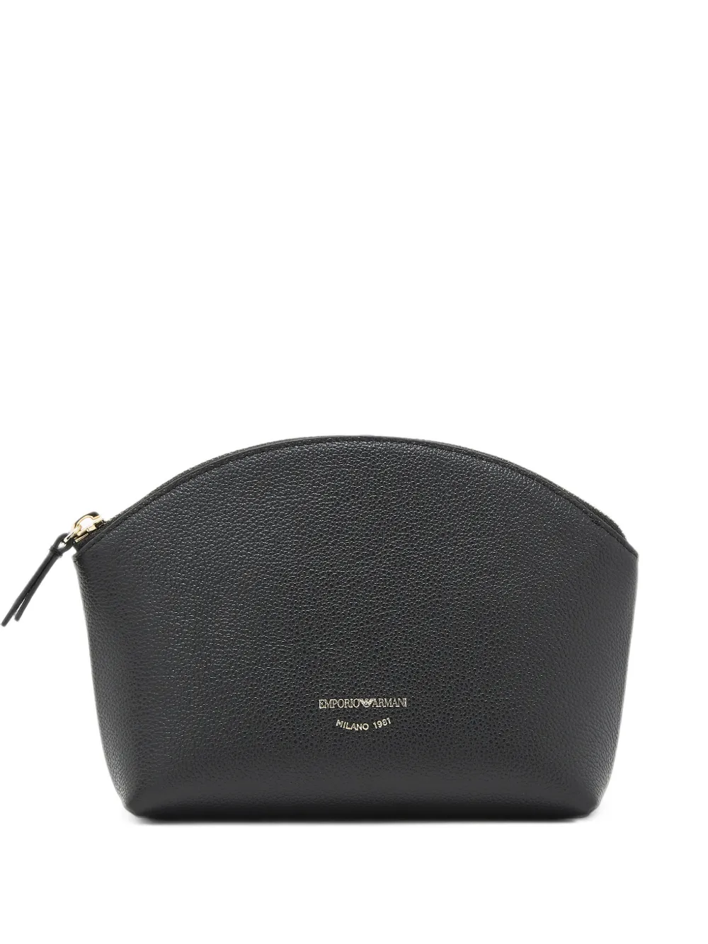 Emporio Armani beauty case textured leather with gold-toned zip - Schwarz