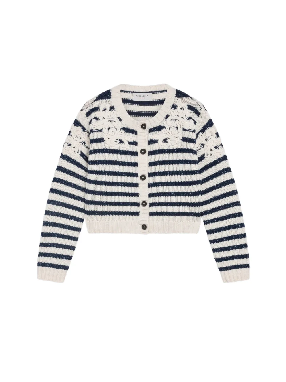 Ermanno Scervino Gestreept vest met geborduurde bloemen Beige
