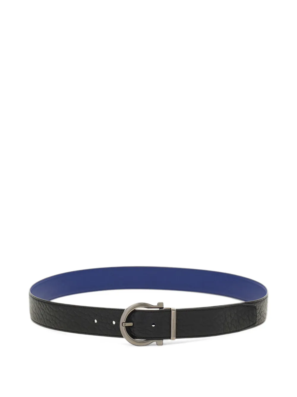 Ferragamo Gancini reversible pebbled-leather belt Zwart