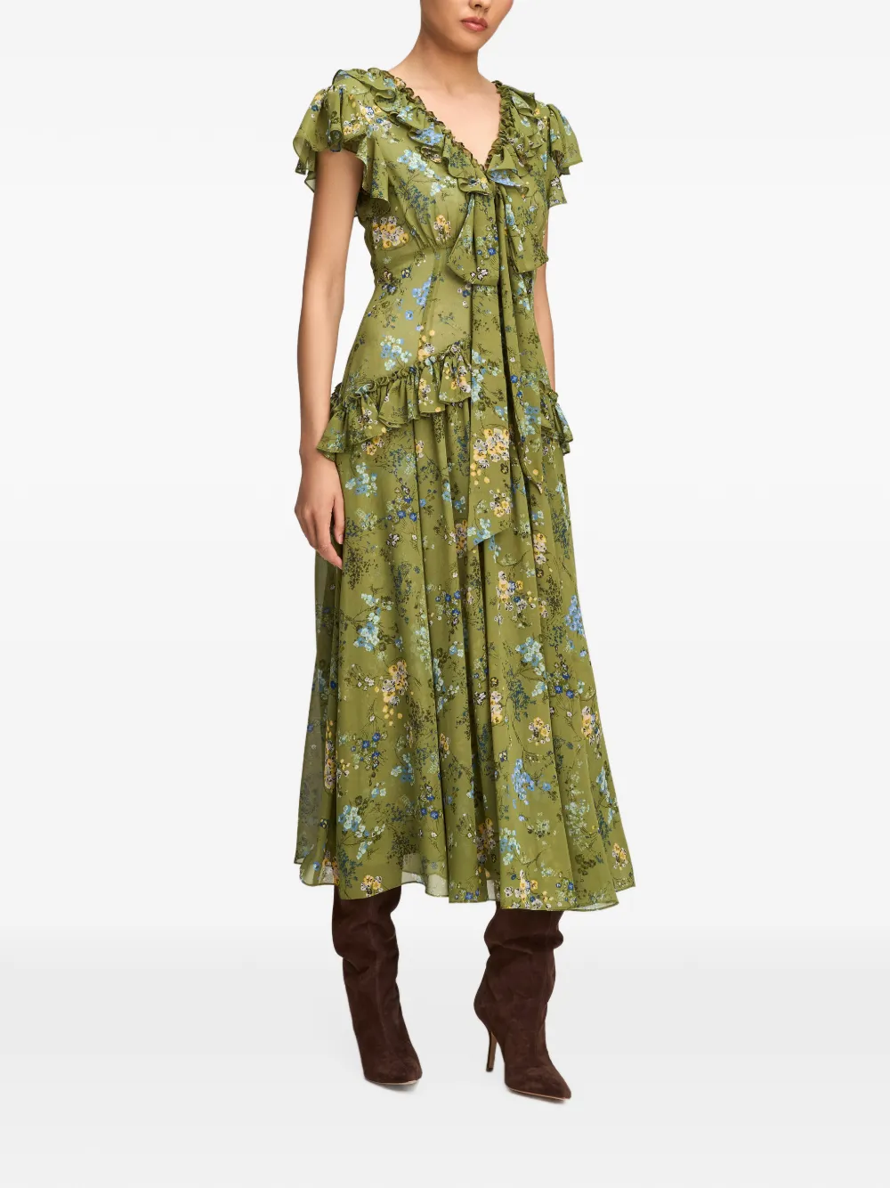 Cinq A Sept Sevi floral-print midi dress Groen