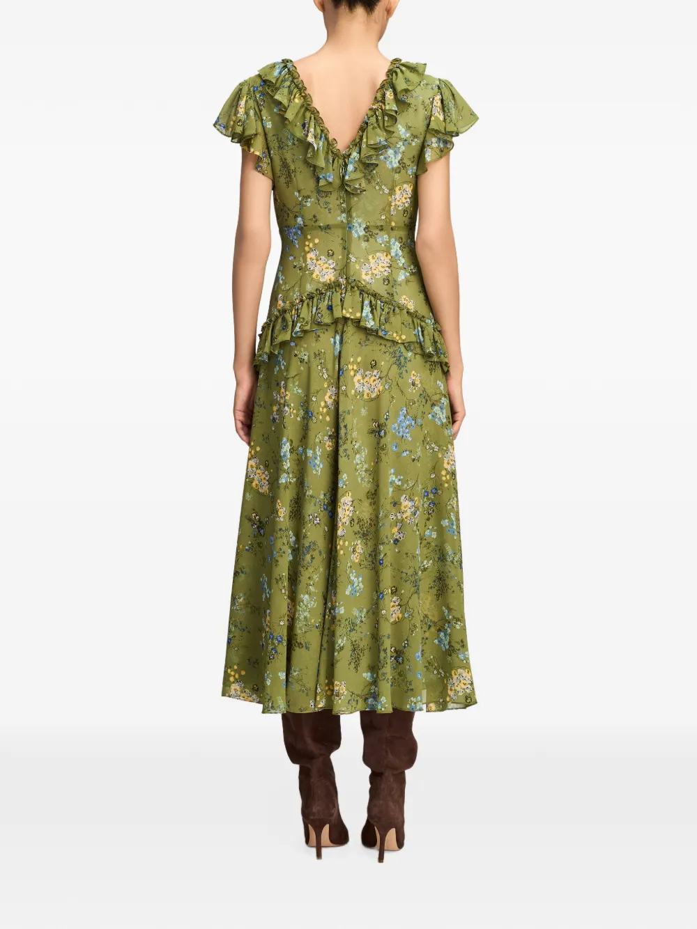 Cinq A Sept Sevi floral-print midi dress Groen