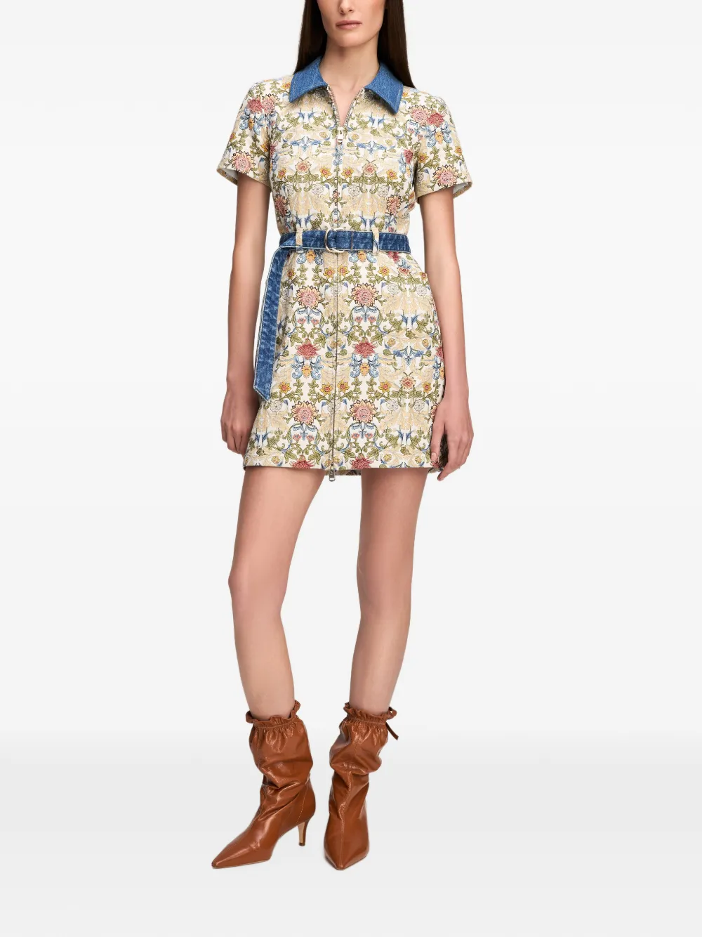 Cinq A Sept Bea floral-print mini dress Beige