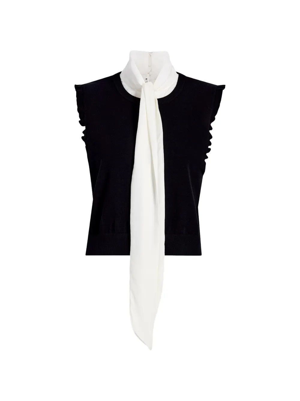 Cinq A Sept Chiara ruffle-trim bow-neck top - Nero
