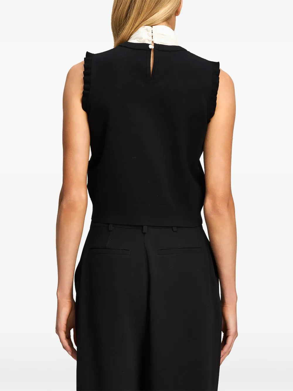 Cinq A Sept Chiara blouse met strik en ruches Zwart