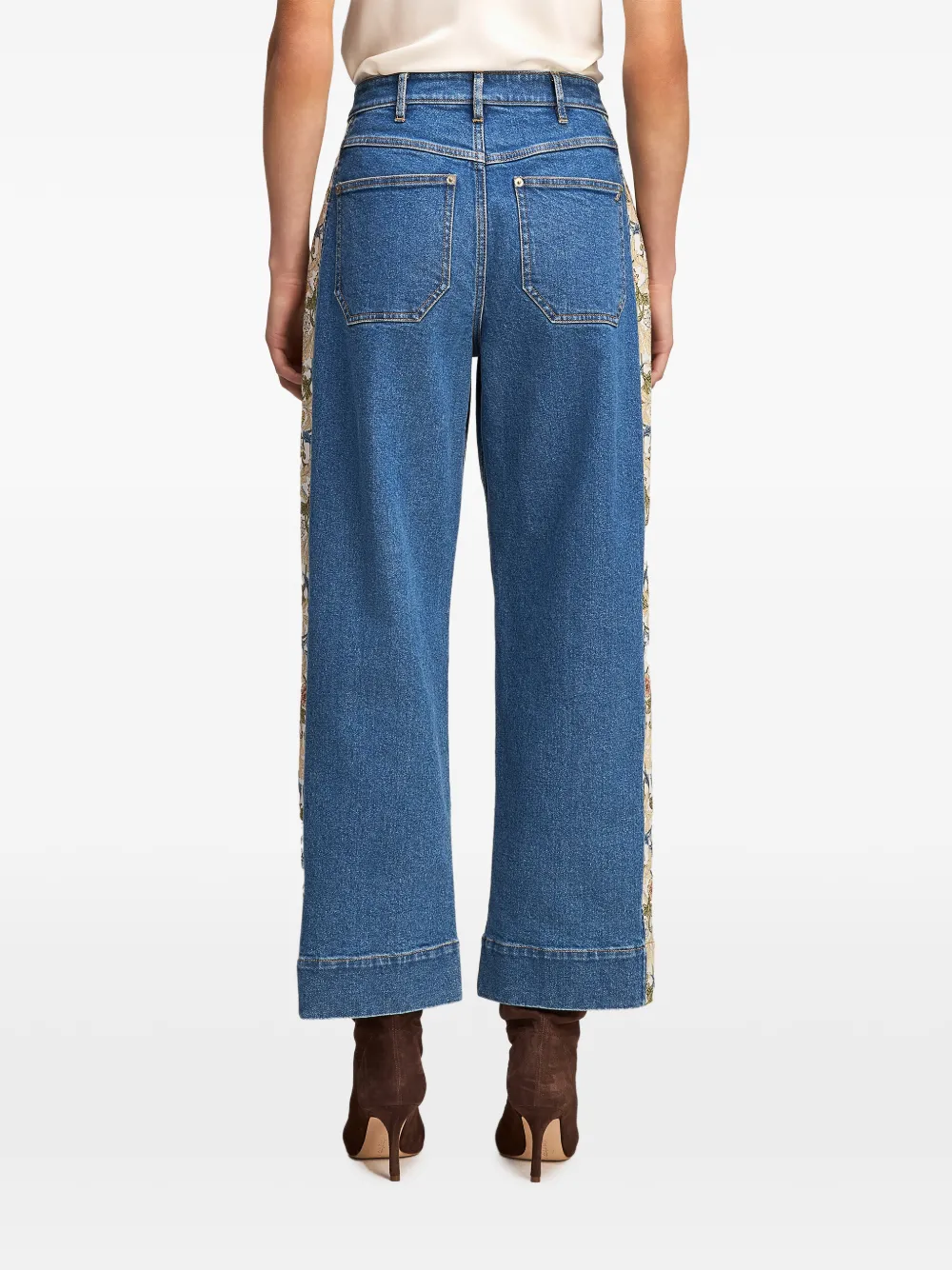 Cinq A Sept Zoe patchwork-detail straight-leg jeans Blauw