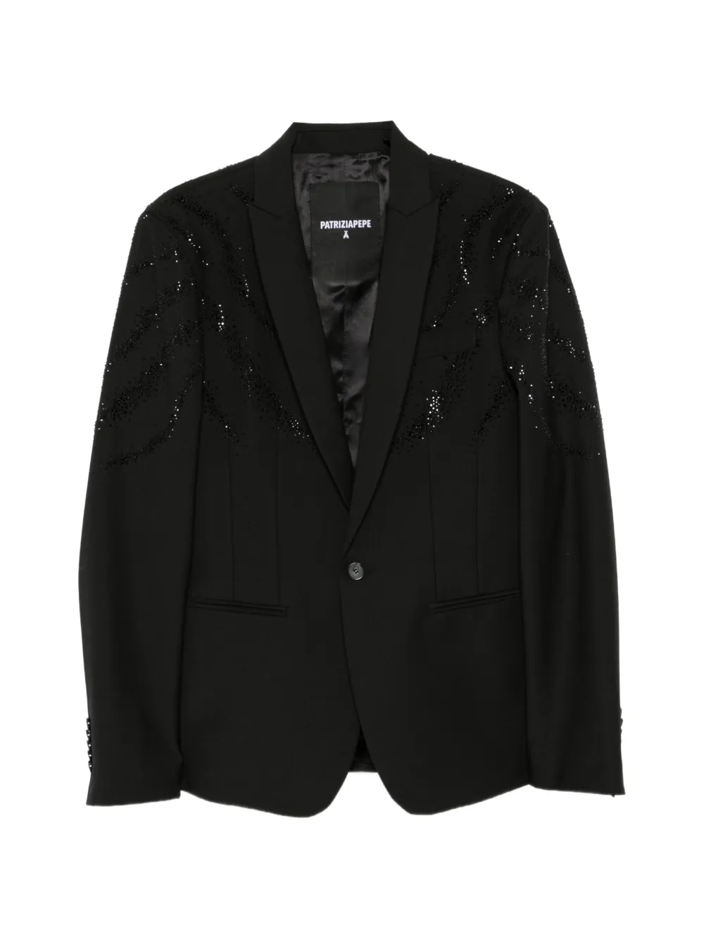 Patrizia Pepe rhinestone-embellished slim-fit blazer - Nero