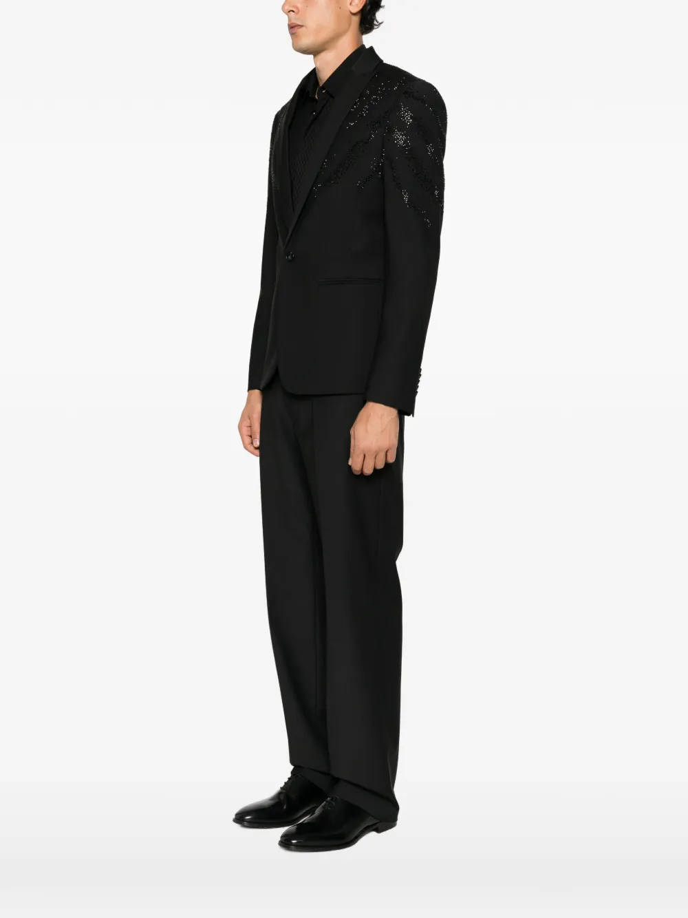 Patrizia Pepe rhinestone-embellished slim-fit blazer Zwart