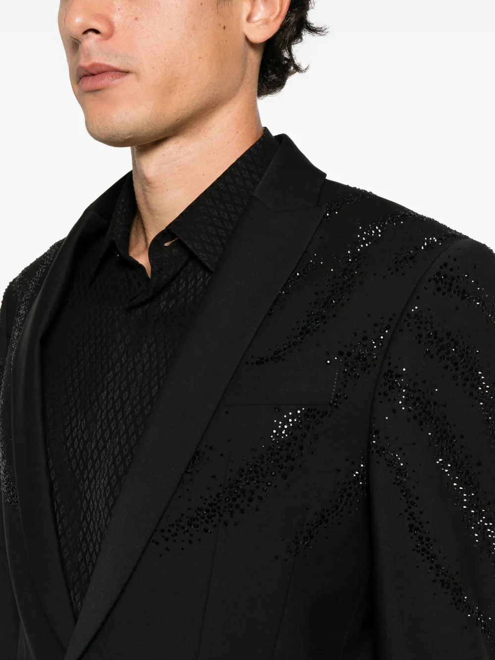 Patrizia Pepe rhinestone-embellished slim-fit blazer Zwart