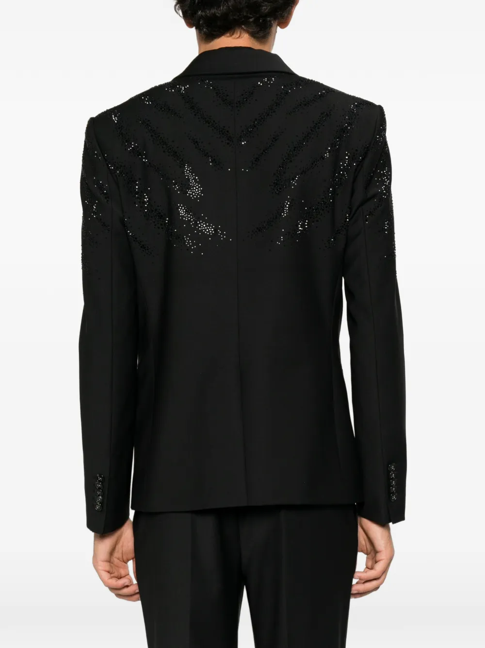 Patrizia Pepe rhinestone-embellished slim-fit blazer Zwart