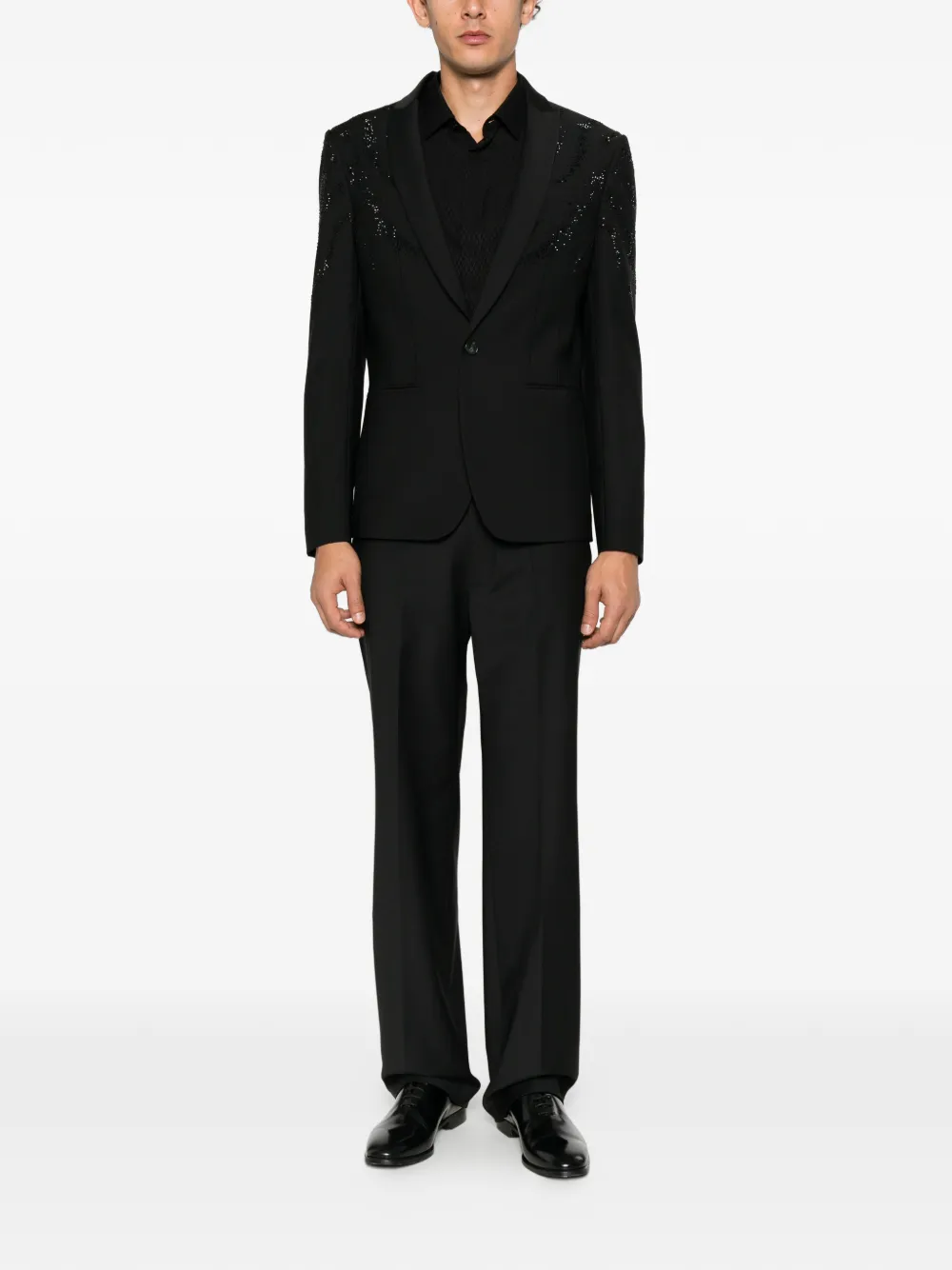 Patrizia Pepe rhinestone-embellished slim-fit blazer Zwart