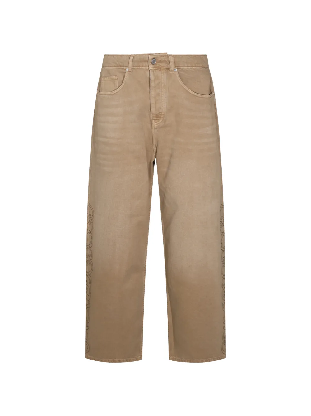 Drôle De Monsieur Katoenen jeans verfraaid met studs Beige