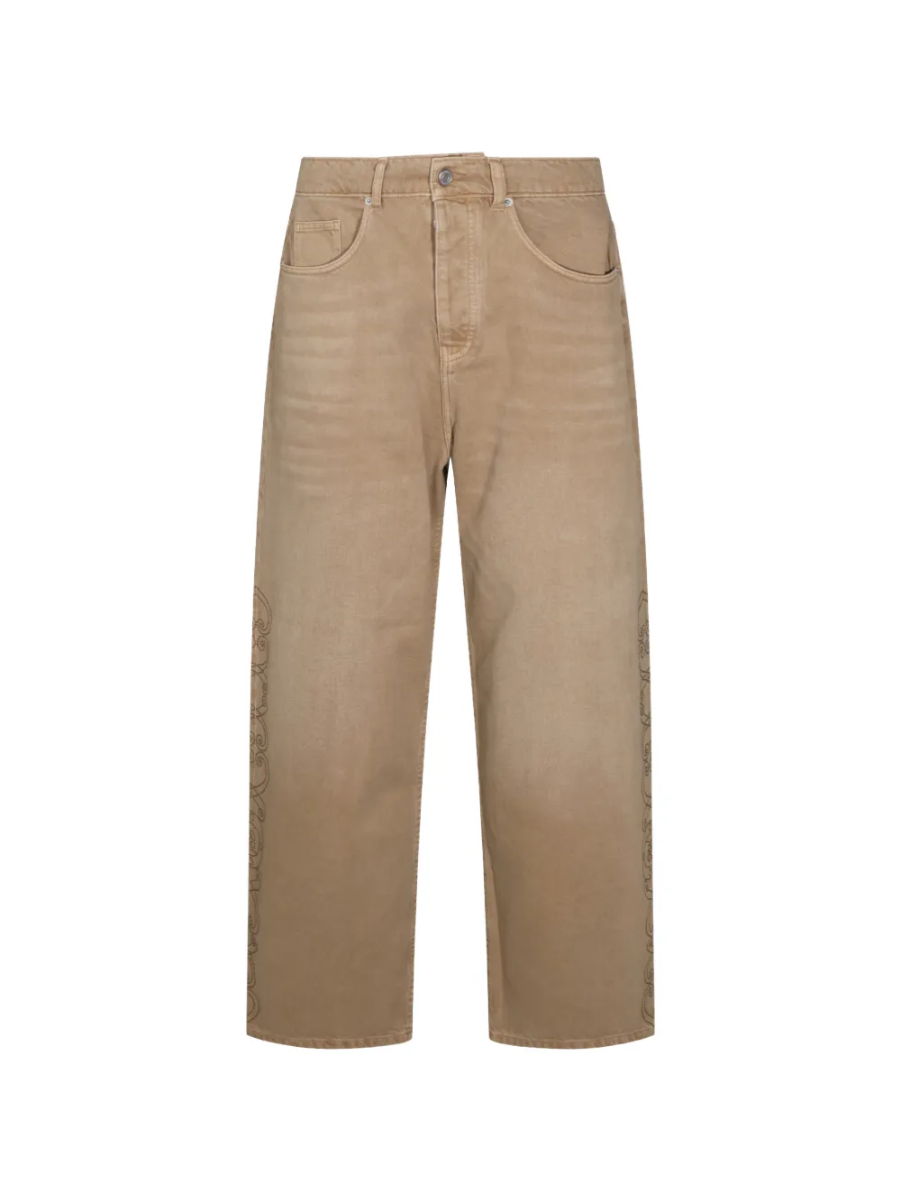 Drôle De Monsieur Katoenen jeans verfraaid met studs Beige