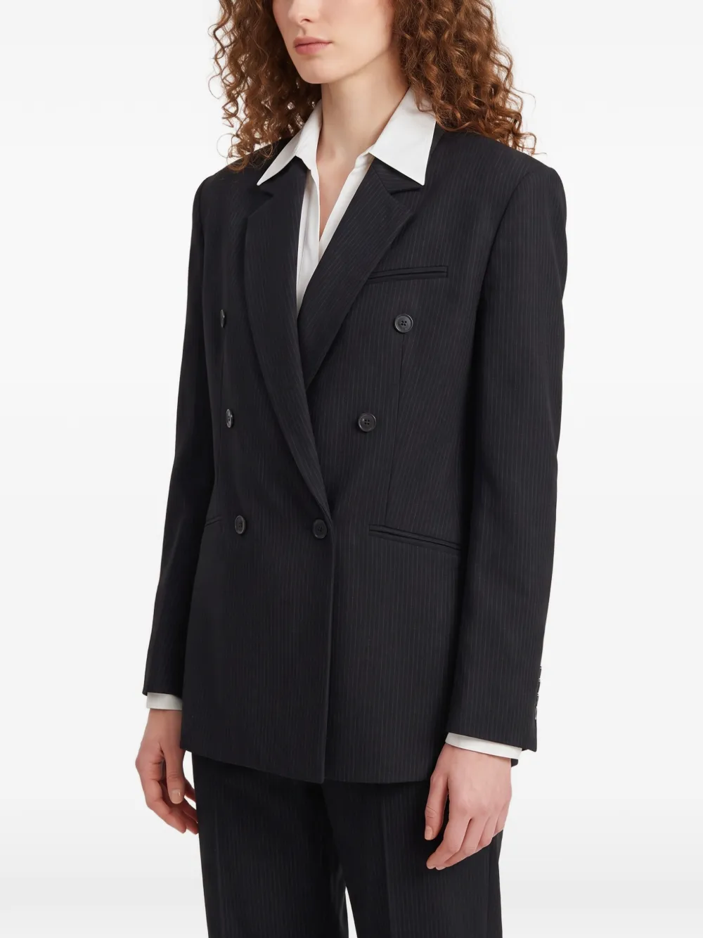 The Frankie Shop Jade blazer met dubbele rij knopen en krijtstreep Zwart