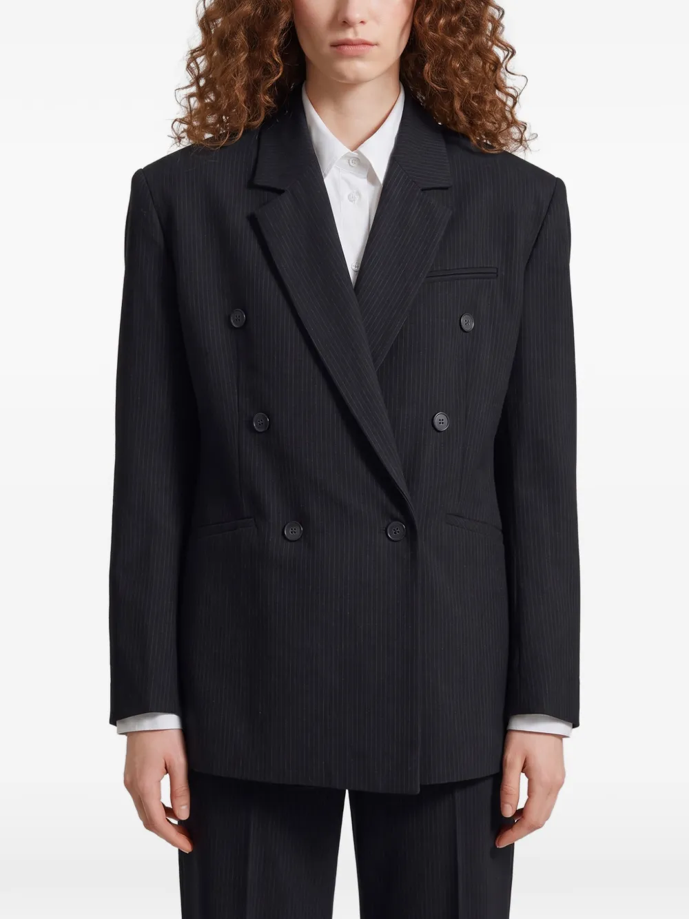 The Frankie Shop Jade double-breasted blazer - black/white pinstripe