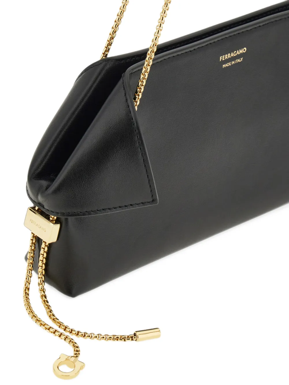 Ferragamo geometric-frame chain-strap shoulder bag Zwart