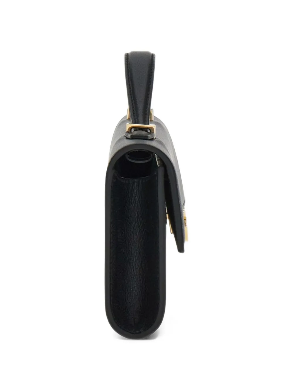 Ferragamo Gancini-detail pebbled-leather shoulder bag Zwart