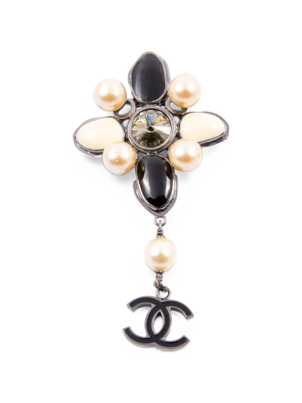 CHANEL Pre-Owned 2004 CC-Interlocking cross brooch - Black