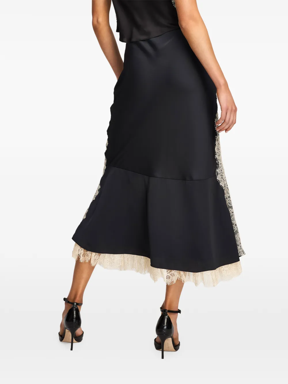 Cinq A Sept Esme lace-trim midi skirt Zwart