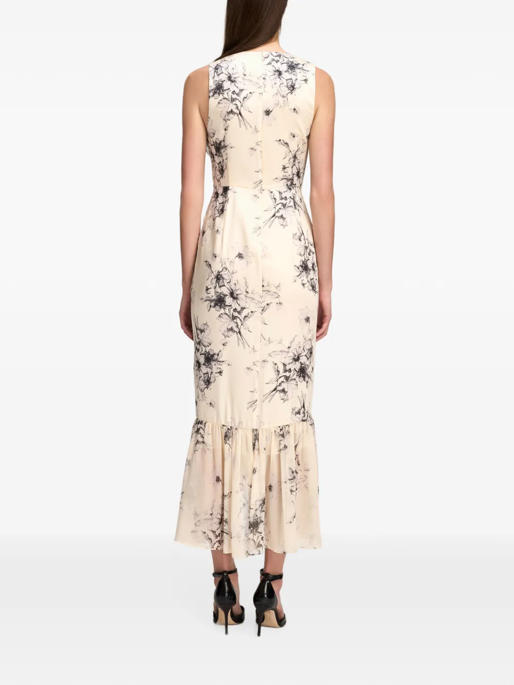 Cinq A Sept Cyrus floral-print ruffled midi dress Beige