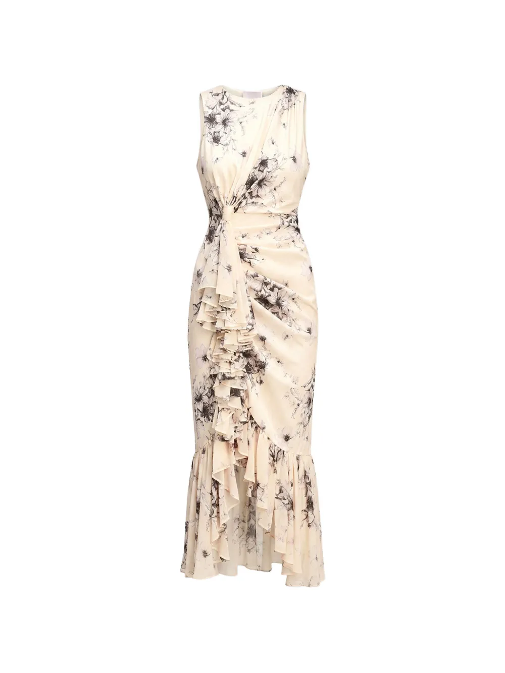 Cinq A Sept Cyrus floral-print ruffled midi dress Beige