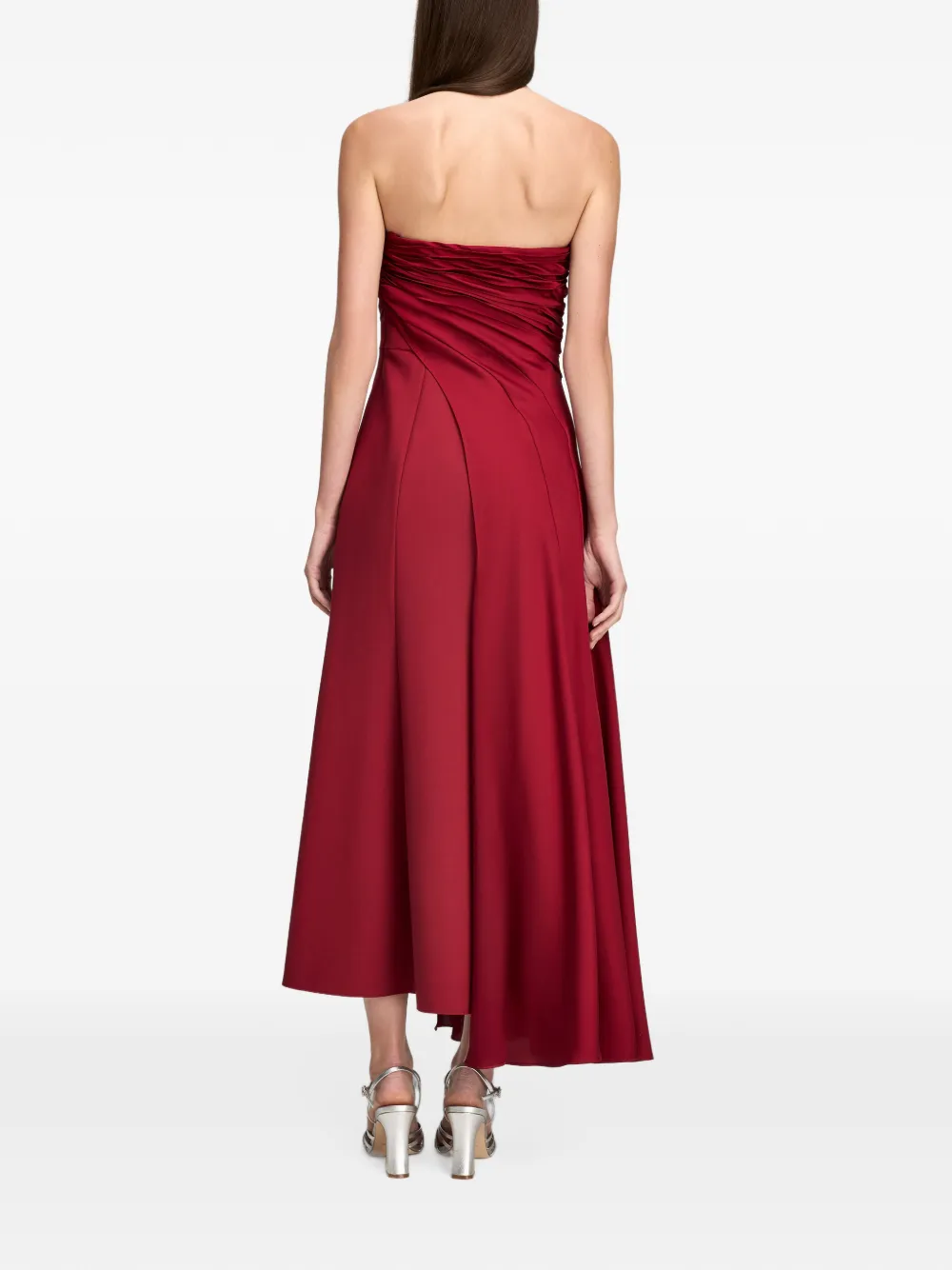 Cinq A Sept Clarisse strapless asymmetric dress Rood